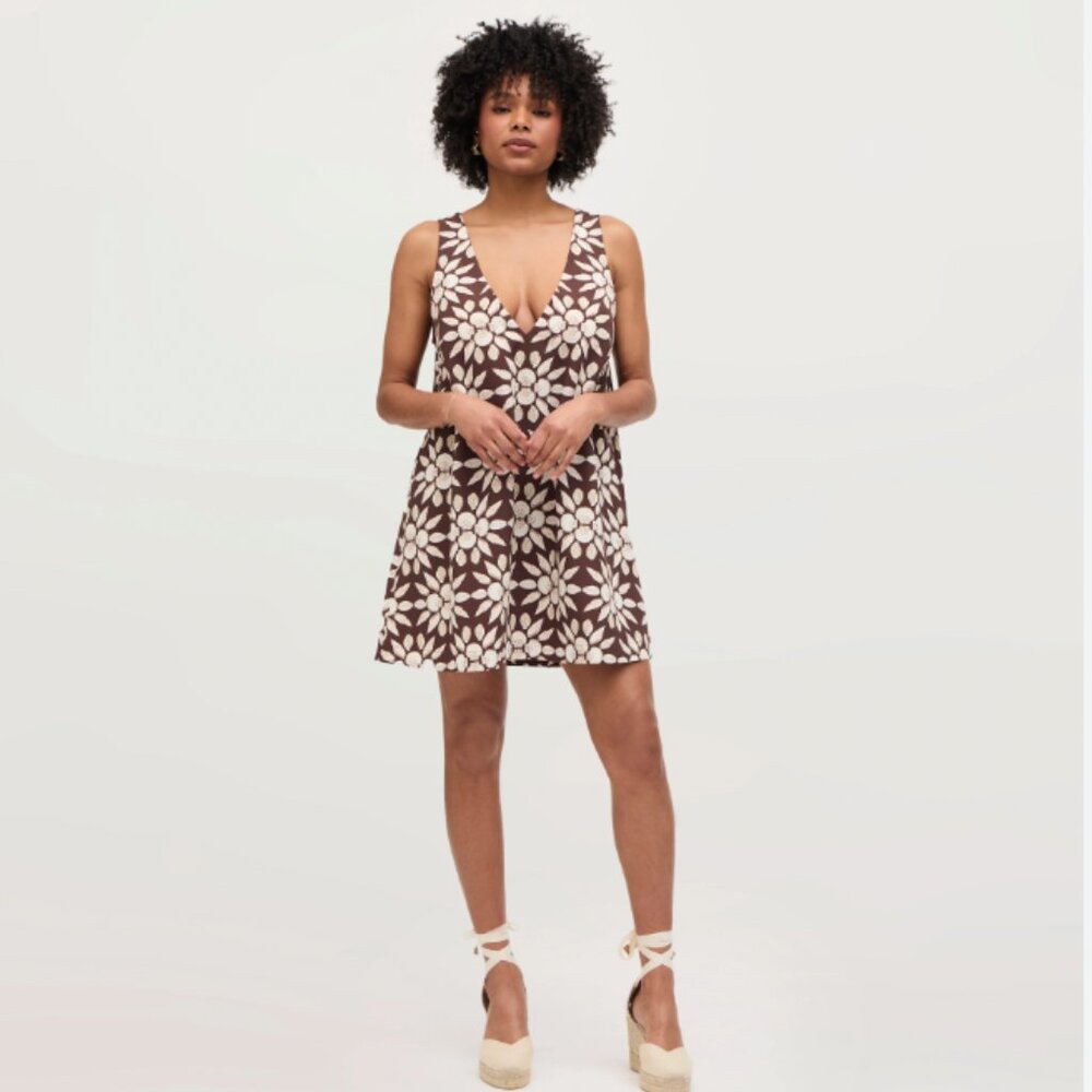NWT Hill House The Emma Dress | Chocolate Shell Mosaic Crepe